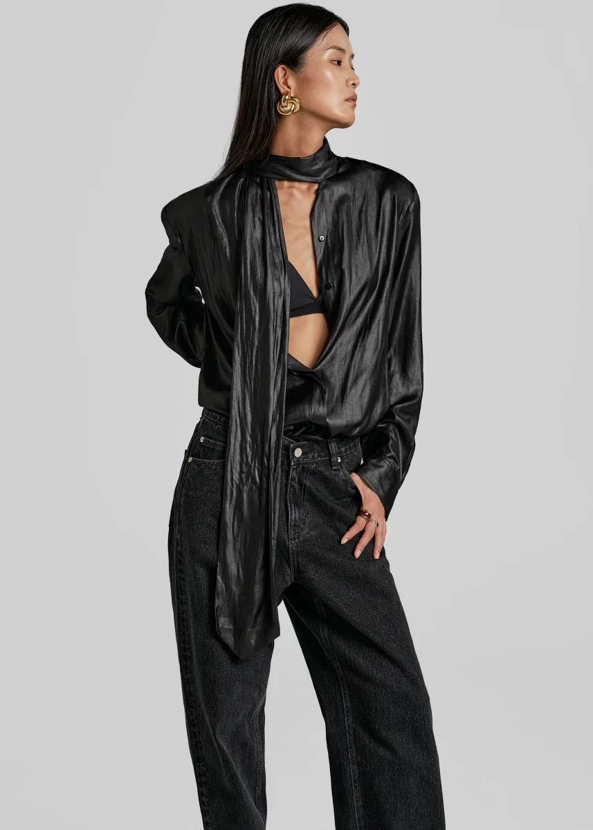 Mabillon Padded Lavalliere Blouse - Black - Image 2