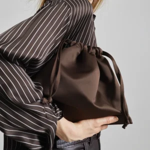 Morgan Satin Small Pouch - Brown